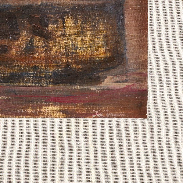 Abstract oil on canvas in wood and linen frame