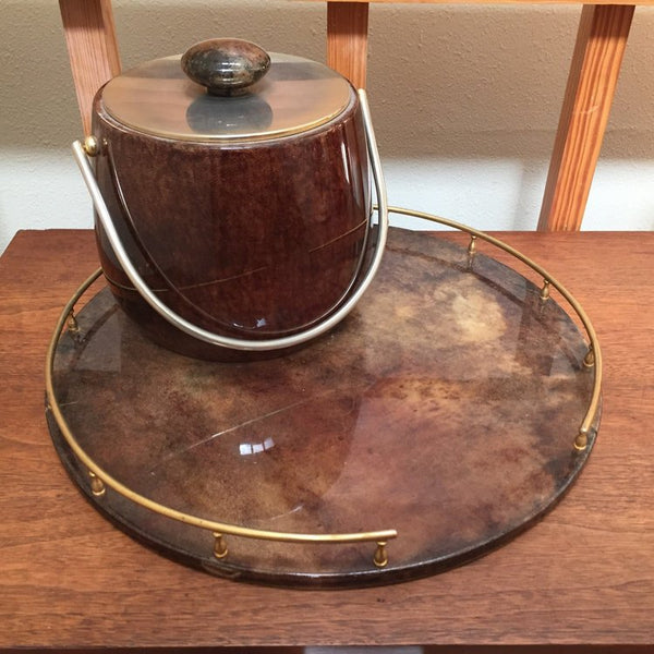 Aldo Tura goatskin and brass ice bucket