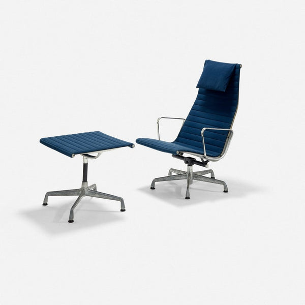 Aluminum group lounge chair and ottoman designed by Charles and Ray Eames for Herman Miller