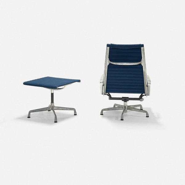 Aluminum group lounge chair and ottoman designed by Charles and Ray Eames for Herman Miller