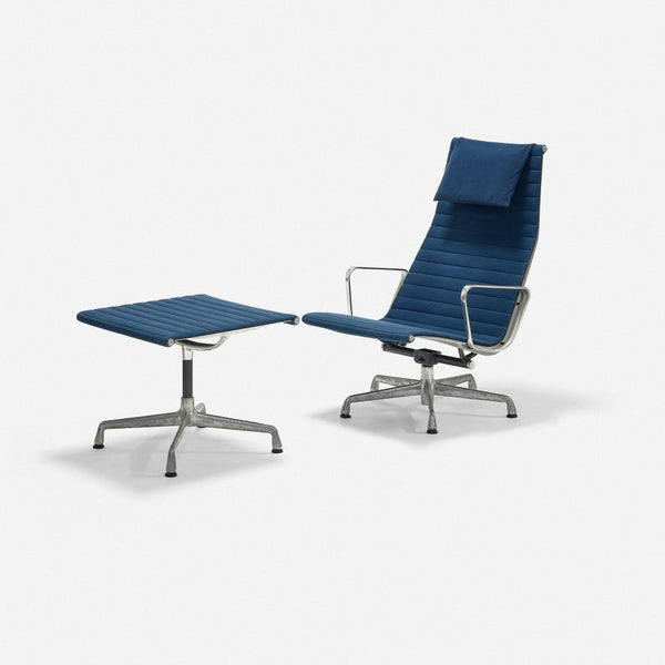 Aluminum group lounge chair and ottoman designed by Charles and Ray Eames for Herman Miller