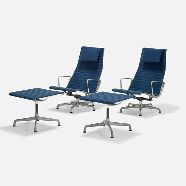 Aluminum group lounge chair and ottoman designed by Charles and Ray Eames for Herman Miller