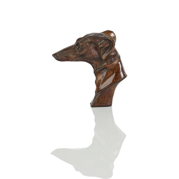 Art deco bronze sculpture of a greyhound or whippet head