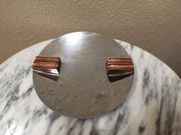 Art deco chrome and copper stadium ashtray by Revere