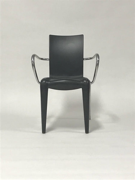 Gray plastic and aluminum Louis XX armchair designed by Philippe Starck