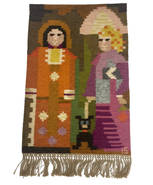 Handwoven midcentury tapestry