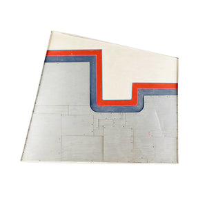 Large abstract supergraphics asymmetrical acrylic and metal assemblage or sculpture on canvas, attributed to Bob Fowler