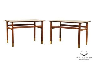 Mid Century Modern Vintage Pair Walnut Side Tables