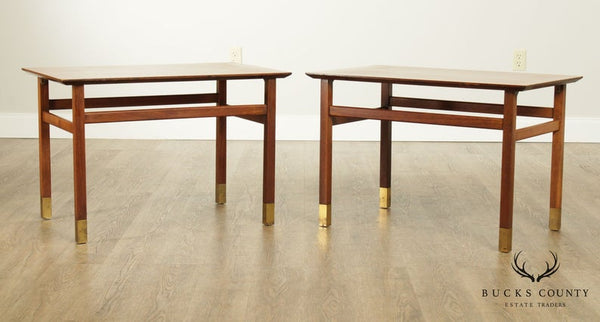 Mid Century Modern Vintage Pair Walnut Side Tables