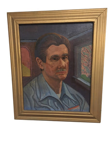 Oil on board of modern self portrait