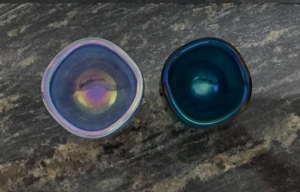 Pair of Venini glass bowls in light and dark shades of blue