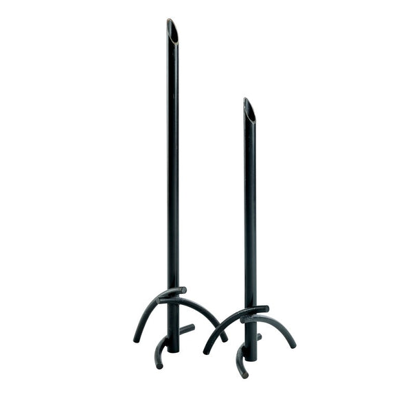 Pair of very large black welded steel Post Modern candle holders