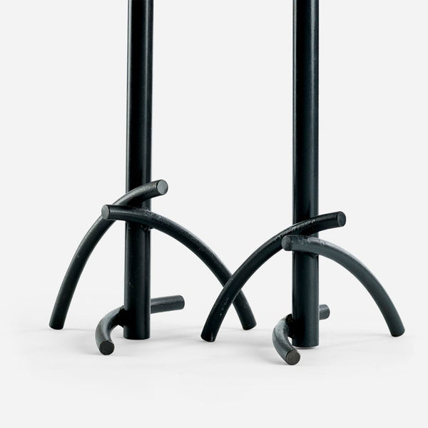 Pair of very large black welded steel Post Modern candle holders