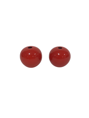 Pair or midcentury modern red ceramic orb vases