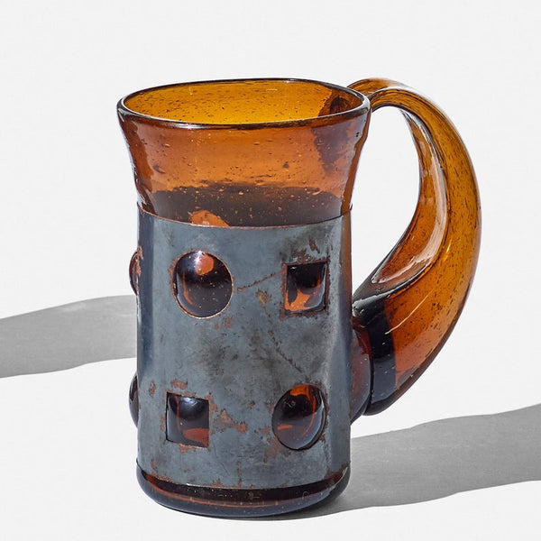 Pair of imprisoned glass mugs made in Mexico by Felipe Derflingher for Feders