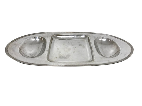 Porter Blanchard silver plated, hand hammered serving tray with ball feet