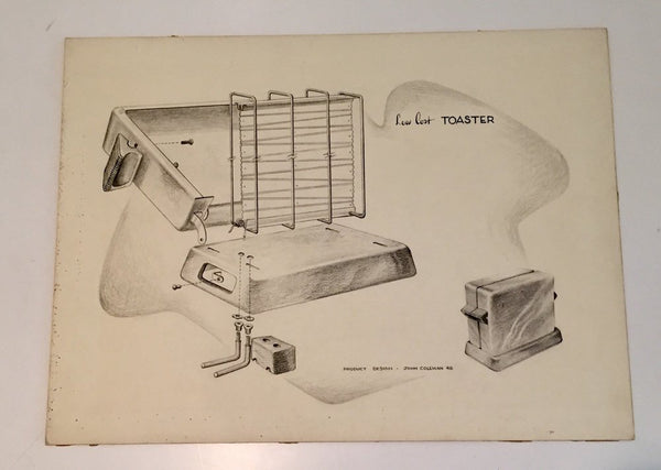 Set of five original industrial design drawings