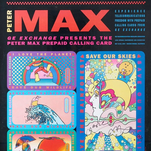 Signed Peter Max print of advertisement for GE Exchange