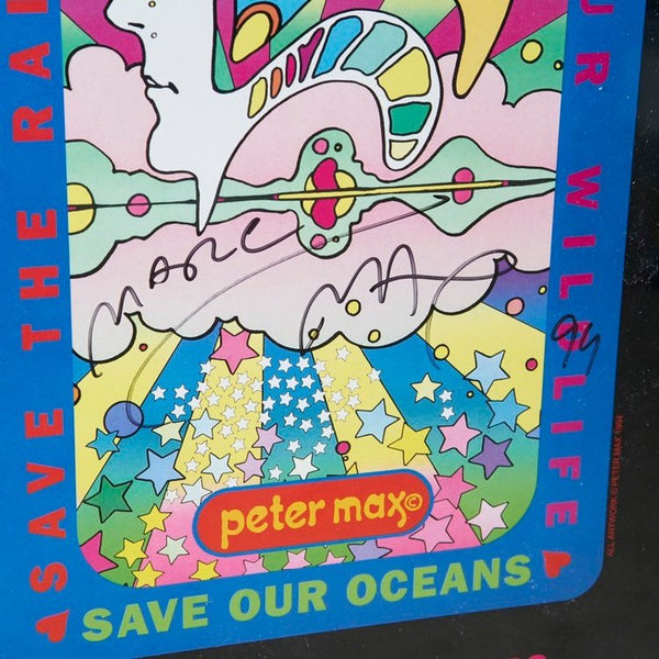 Signed Peter Max print of advertisement for GE Exchange