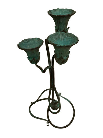 Verdigris bronze candelabra