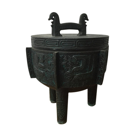 Vintage Asian inspired ice bucket in the style of James Mont