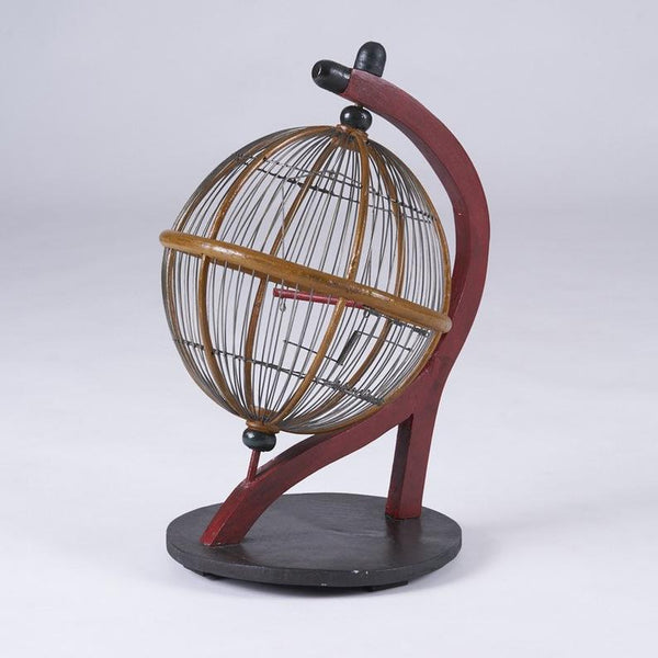 Vintage Bauhaus style wood and wire globe birdcage