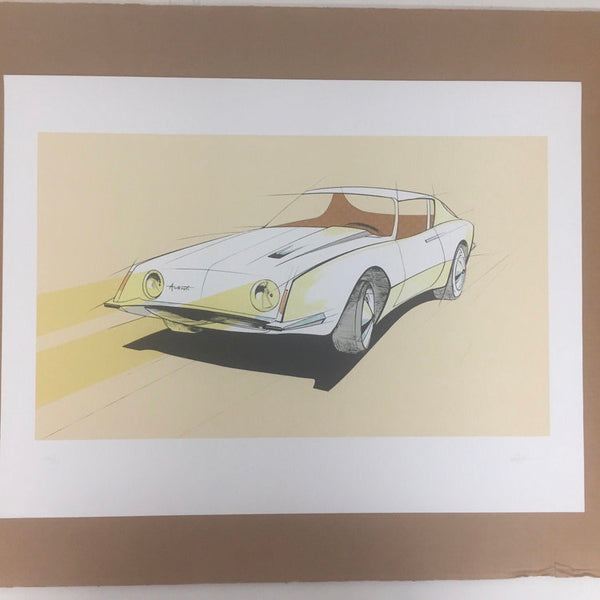 Vintage Raymond Loewy Studebaker Avanti lithograph, signed