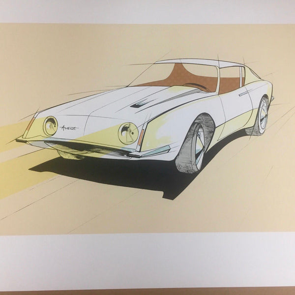 Vintage Raymond Loewy Studebaker Avanti lithograph, signed