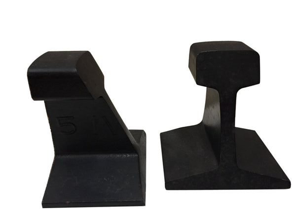 Vintage black iron railroad track I Beam bookends