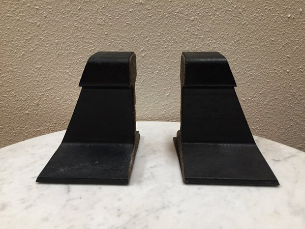 Vintage black iron railroad track I Beam bookends