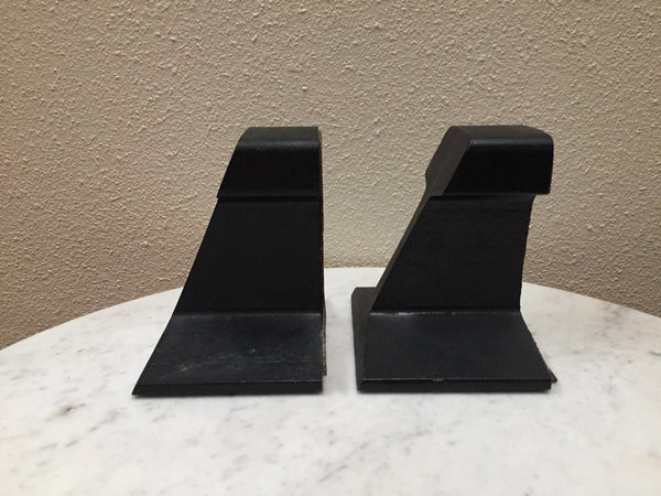 Vintage black iron railroad track I Beam bookends