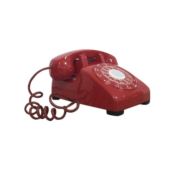 Vintage, giant-sized, candy red, plastic Western electric telephone with light-up rotary dial