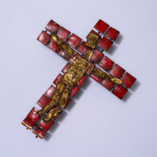 Vintage midcentury modern brutalist welded crucifix