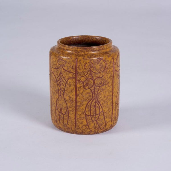 Vintage midcentury vase or jar with abstract nude figures