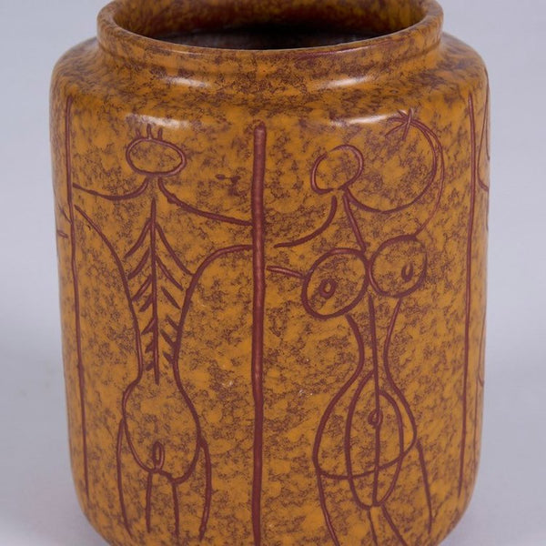 Vintage midcentury vase or jar with abstract nude figures