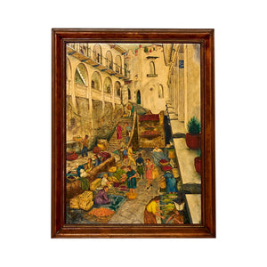 Vintage painting of Latin American market