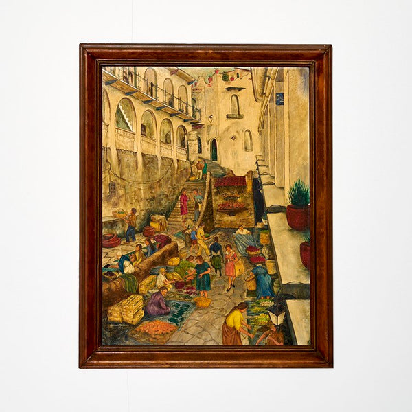 Vintage painting of Latin American market