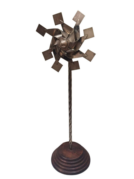 Vintage sterling pinwheel sculpture on wood base