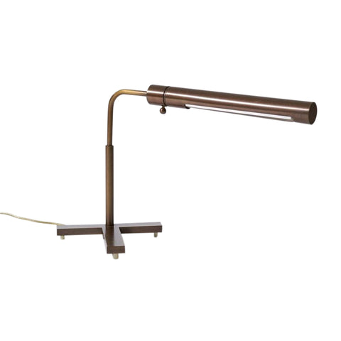 Vintage tubular brass desk or reading lamp with t-shaped base