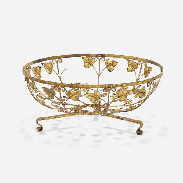 Vintage French gilded tole coffee table with leaf design