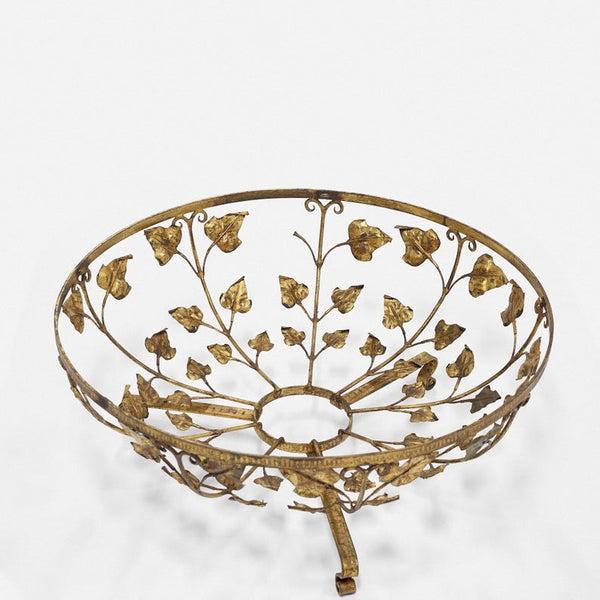 Vintage French gilded tole coffee table with leaf design