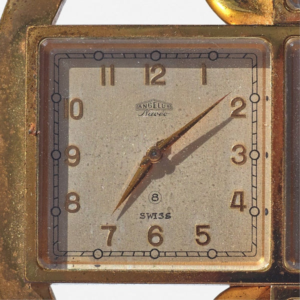 Vintage brass Naveo 8-day 5-dial clock by Angelus
