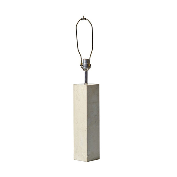 Vintage rectangular travertine table lamp, in the style of Robsjohn Gibbings