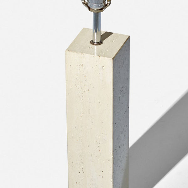 Vintage rectangular travertine table lamp, in the style of Robsjohn Gibbings