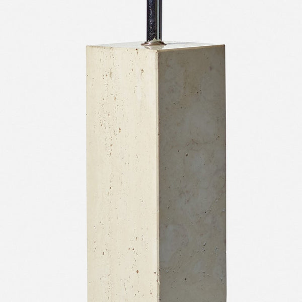 Vintage rectangular travertine table lamp, in the style of Robsjohn Gibbings