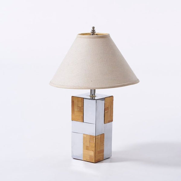 Chrome and bamboo Paul Evans city scape style lamp