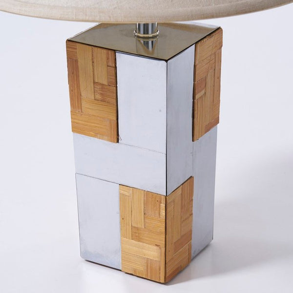 Chrome and bamboo Paul Evans city scape style lamp