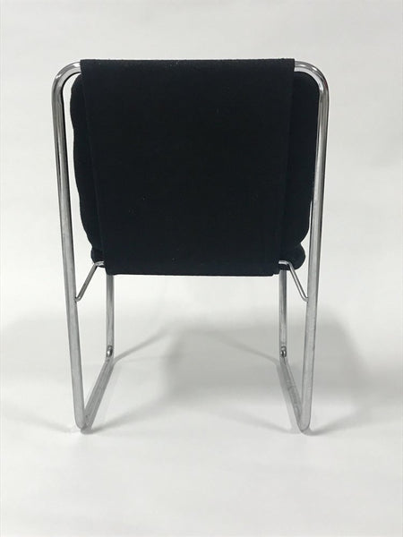 Pair of black upholstered tubular steel Cosco sling chairs