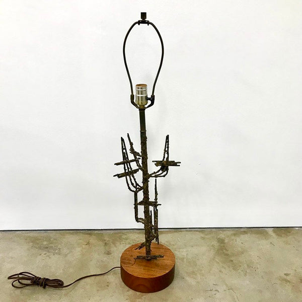 Vintage Marcello Fantoni for Raymor welded bronzed metal brutalist lamp