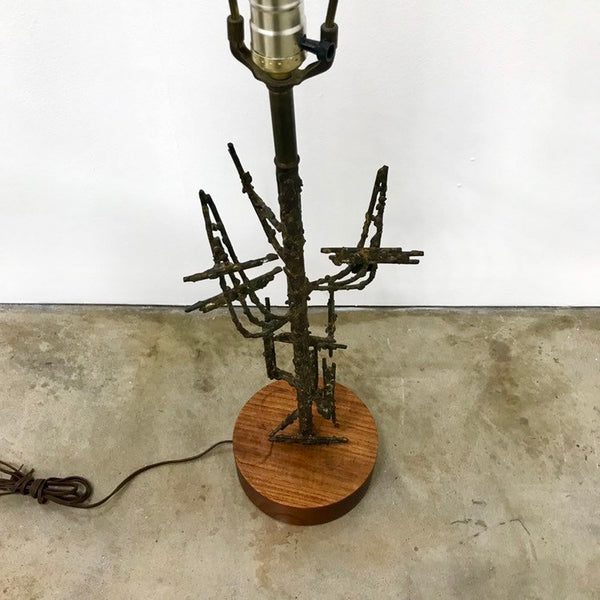 Vintage Marcello Fantoni for Raymor welded bronzed metal brutalist lamp